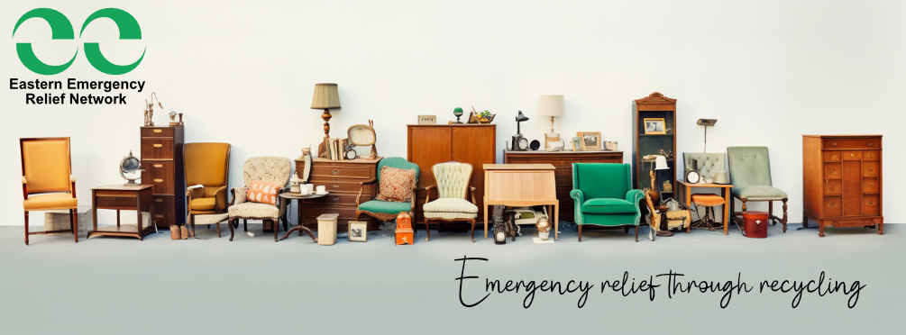 Eastern Emergency Relief Network — rows of donated furniture ready for rehoming